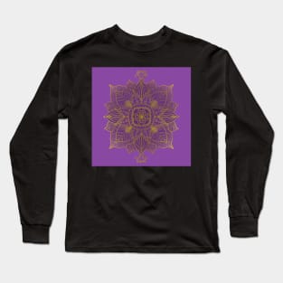 Purple and Gold Mandala Long Sleeve T-Shirt